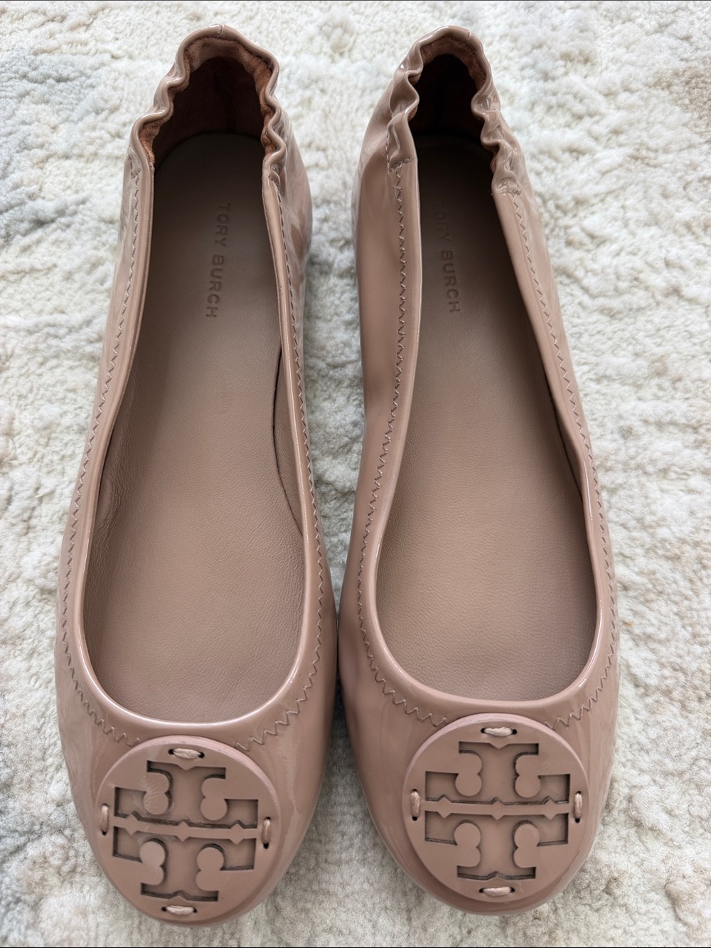 Tory Burch Patent Leather Ballet Flats in Nude Blush
